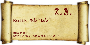 Kulik Máté névjegykártya