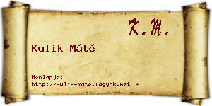 Kulik Máté névjegykártya